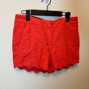 Alice Collection‎ Orange Scalloped Hem Shorts Womens Size 4 Linen Blend